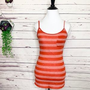 Wet Seal Red Striped Spaghetti Strap Tank Top w/ Small Chest Pocket Size Medium